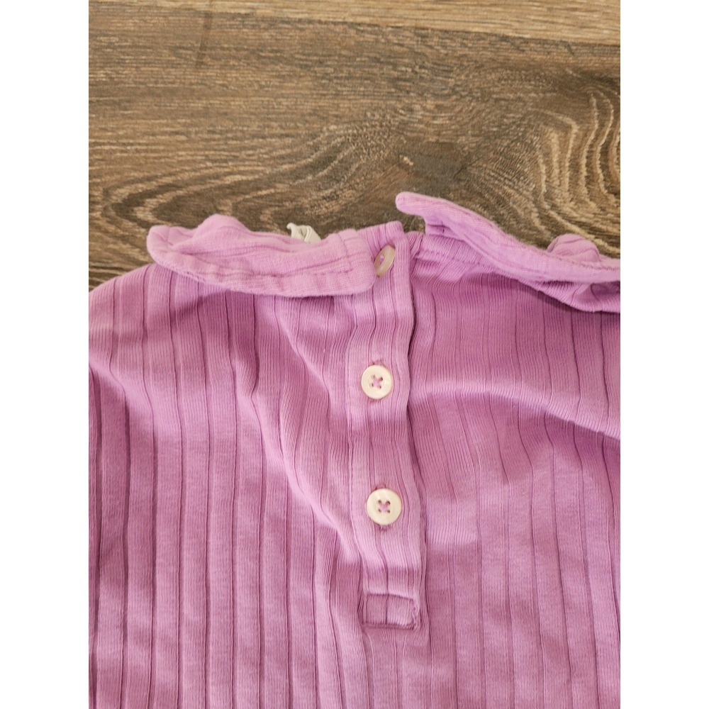 Kate Quinn Girls 4T Purple Ribbed Peter Pan Collar Long Sleeve Top Button #4
